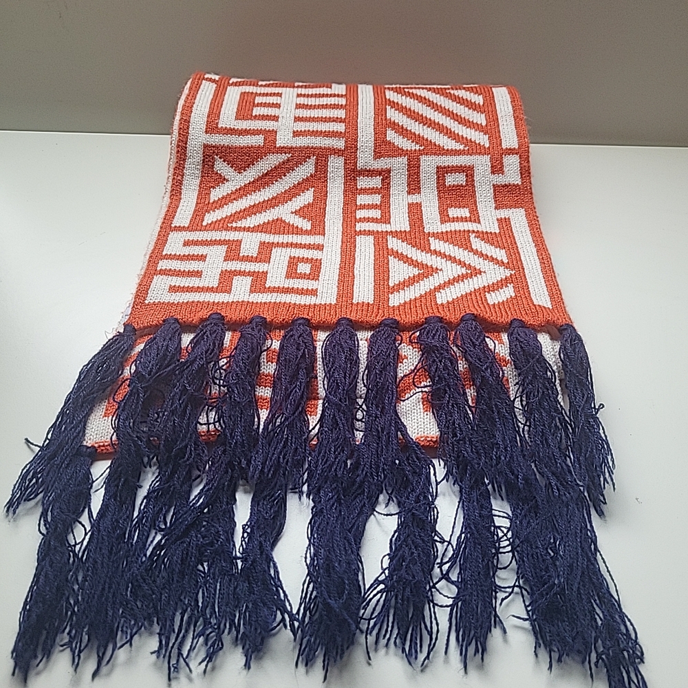 Supreme Being Orange and White Patterned Scarf